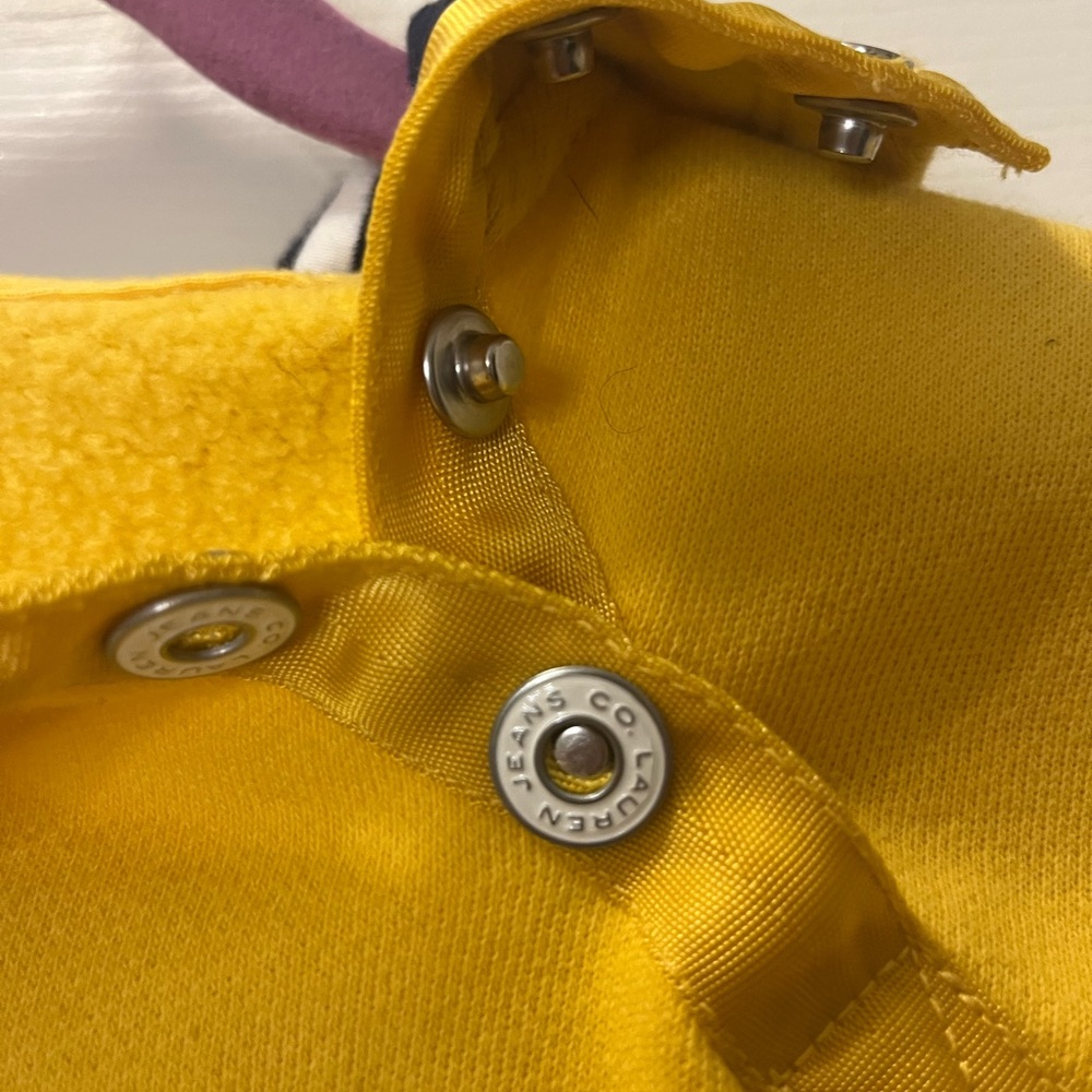 Ralph Lauren Women’s Yellow Hoodie with Stripes and Snap Collar. Sz Sm P - Picture 4 of 6